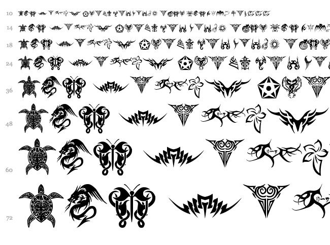 Tribal Tattoo font waterfall